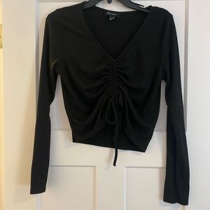 Black ruched crop top